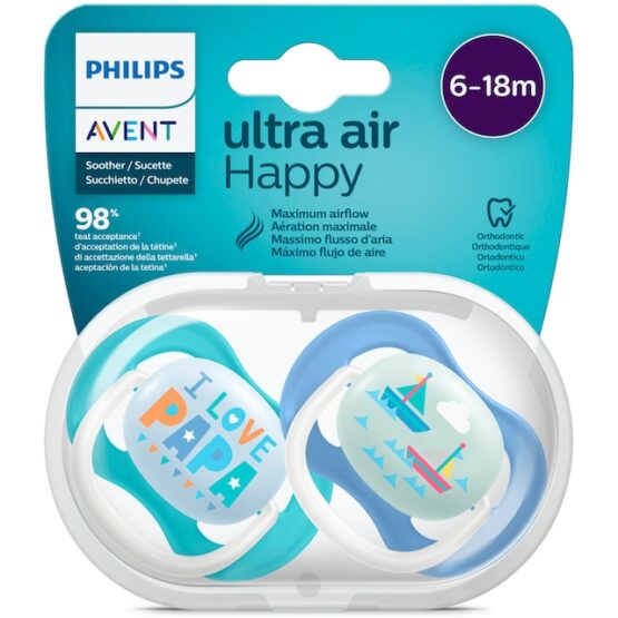 AVENT SUCETTE ORTHO 6-18M BOY PAP/BOAT