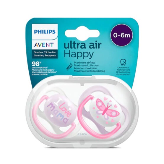 AVENT SUCETTE AIR COLL 0-6M GRL MAM/BFL
