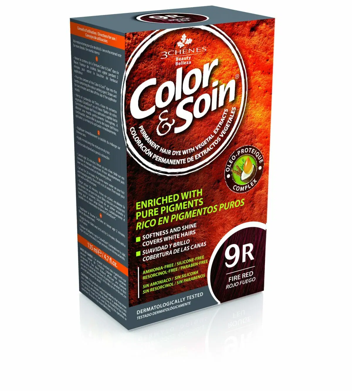 3CHENES COLOR&SOIN ROUGE FEU 9R