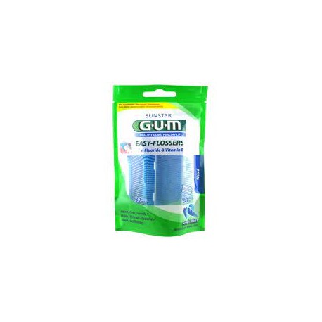 GUM Easy Flossers Mentholé Ciré / 20   (Cure dent + Fil Prêt à l'emploi)