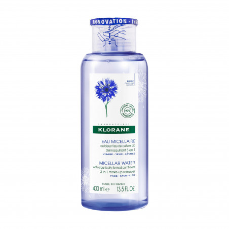 KLORANE - EAU MICELLAIRE DÉMAQUILLANTE AU BLEUET ISSU DE CULTURE BIO - VISAGE, YEUX, LÈVRES 400 ML