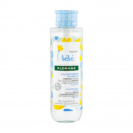 KLORANE - EAU NETTOYANTE SANS RINÇAGE AU CALENDULA APAISANT - BÉBÉ - PEAU NORMALE 500 ML