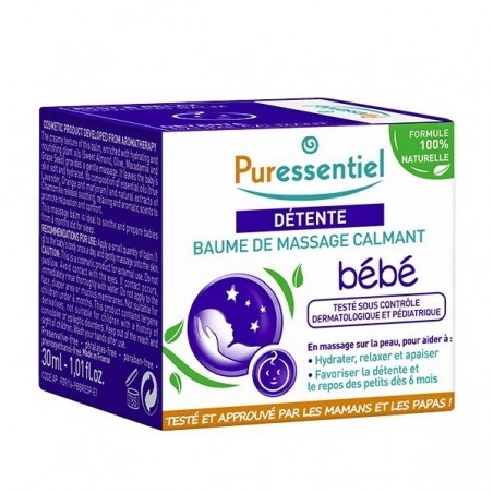 PURESSENTIEL BAUME DE MASSAGE CALMANT BÉBÉ DÉTENTE 3 HE - 30 ML