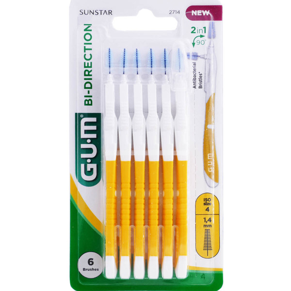 GUM Manche par 6 unités avec Brossette    Super Fine (1,4mm)    NEW