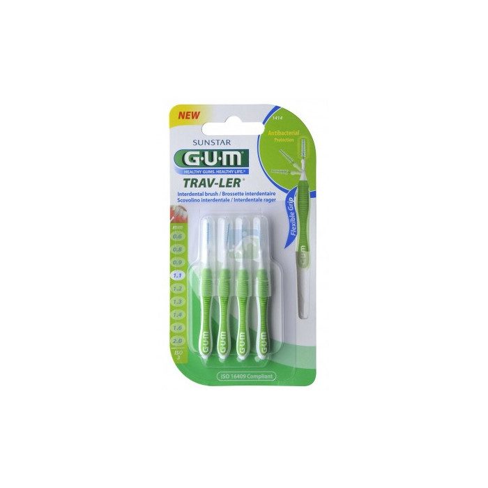 GUM Manche par 4 unités avec Brossette   Ultra-Fine (1,1mm)