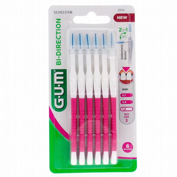 GUM Manche par 6 unités avec Brossette    Fine (1,2mm)