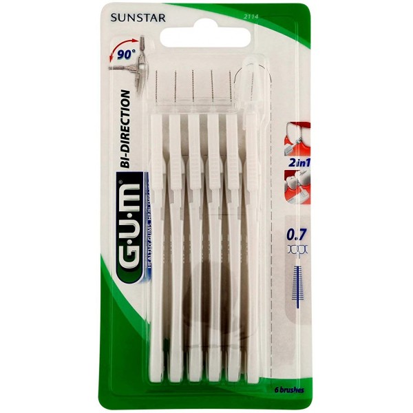 GUM Manche par 6 unités avec Brossestte  Ultra Micro-Fine (0,7mm)
