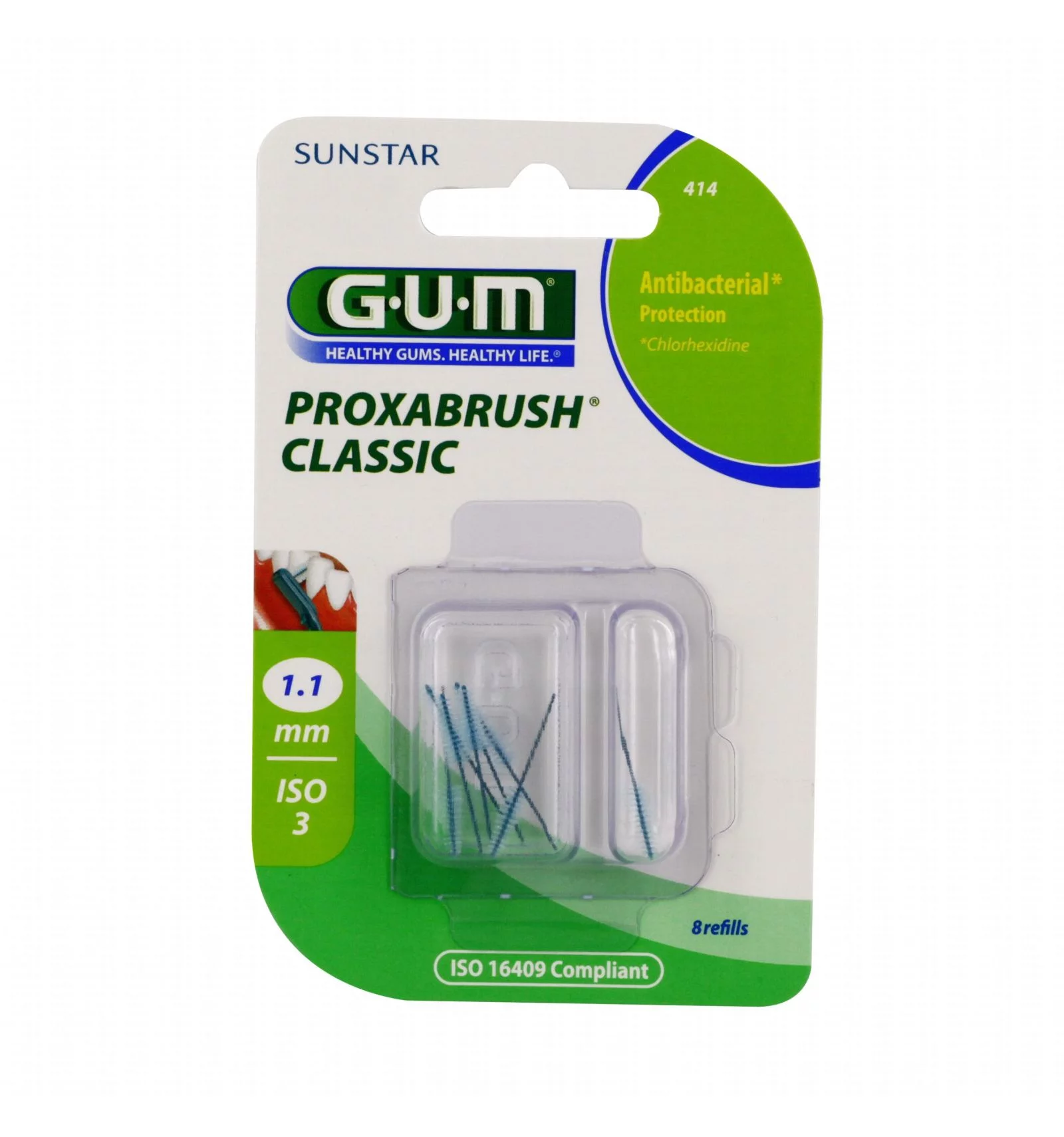 GUM Recharge Brossettes Ultra-Fines  par 8 unités (0,9mm)