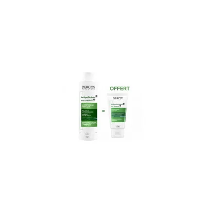 VICHY DERCOS SHAMPOOING TRAITANT ANTI-PELLICULAIRE 200ML CHEVEUX GRAS ACHETE + DERCOS SHAMPOOING TRAITANT 50ML OFFERT