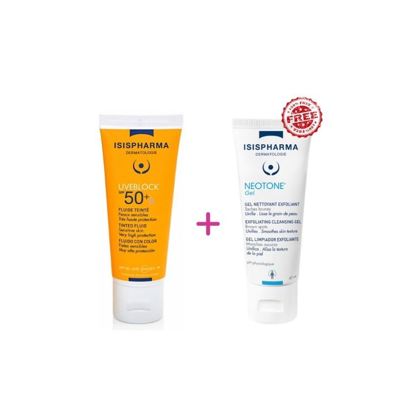 UVEBLOCK SPF50+ FLUIDE TEINTE + NEOTONE GEL NETTOYANT 40ML